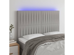 Vidaxl Cabeceira Cama C/ Luzes Led Tecido 144x5x118/128cm Cinza-claro