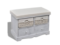 Vidaxl Banco De Arrumação 62x33x42 Cm Madeira De Paulownia Branco