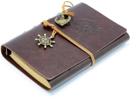 Caderno De Couro Clássico Com Refil Para Viagem E Detalhes Em Relevo
