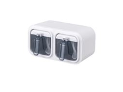 Conjunto de Caixas de Temperos para Parede Autoadesivo 2 Compartimentos Transparente Branco 21.5x11x11cm