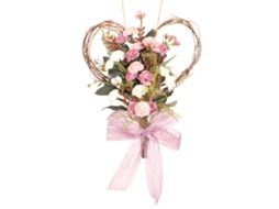 Enfeite Wreath Coração Cravo Artificial para Dia Das Mães