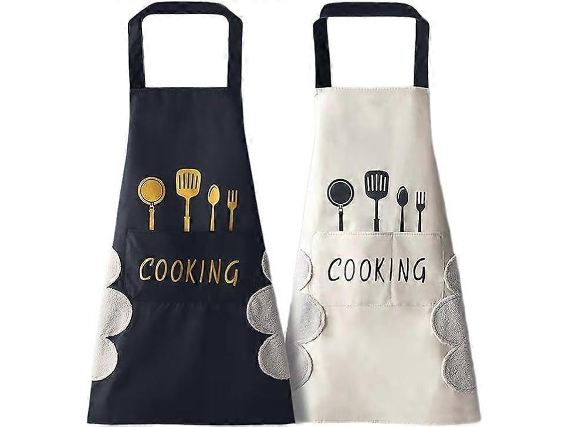 Delantal de Cozinha Ajustável de Algodão Impermeável para Cozinha e Grelha 2 Peças Preto e Branco
