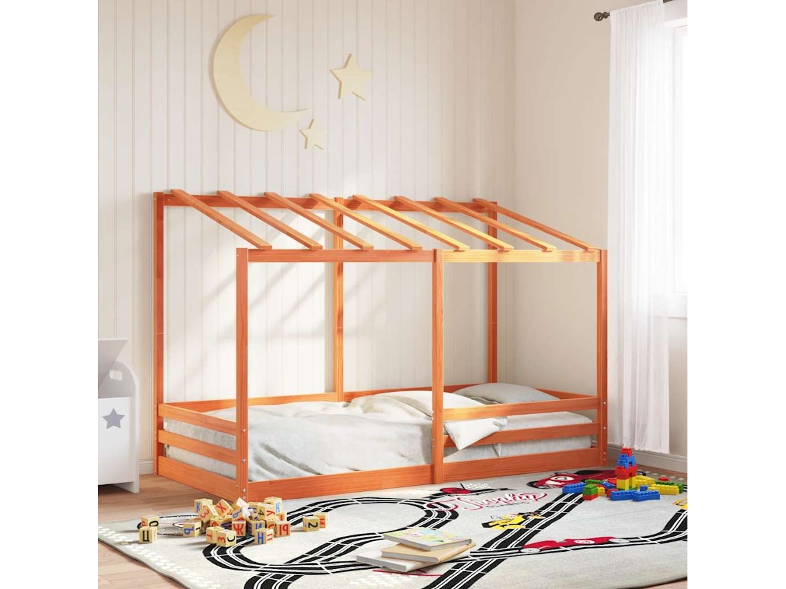 Vidaxl Cama Infantil Com Telhado 80x200 Cm Pinho Maciço Castanho-mel