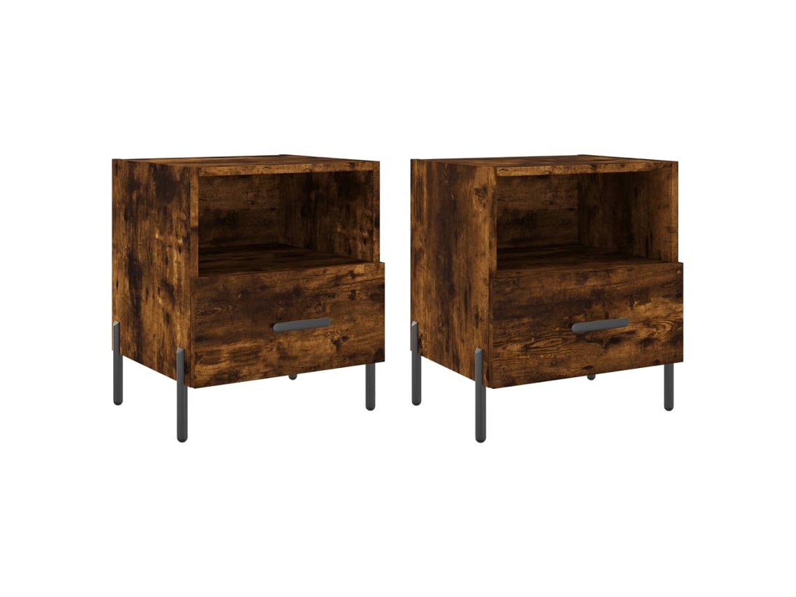 Bedside Cabinet, Bedside Cabinets Vidaxl Marrom Madeira Processada (n/a)