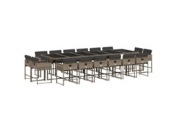 Conjunto Jantar 17 Peças para Jardim com Almofadões Vime Pe Cinzento MAISON EXCLUSIVE (17 peças)