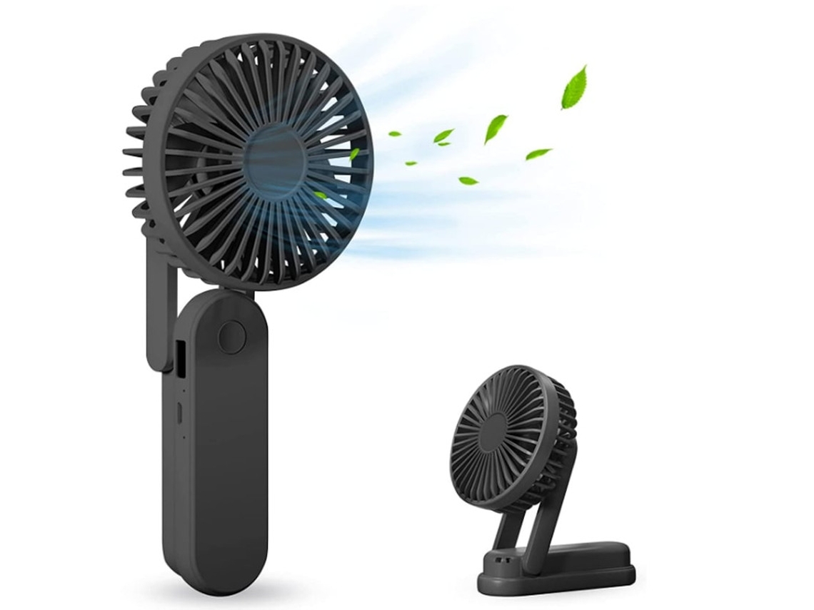 Ventilador De Mão Portátil, Ventilador Pessoal, Ventilador De Mão Operado Por Bateria, Mini Ventilador Com Banco De Potência Yizhood (preto)