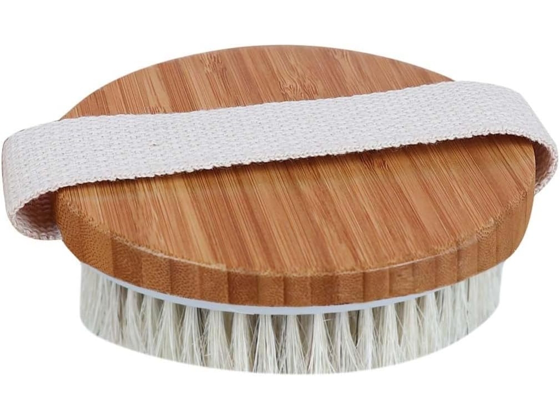 Escova de bambu para o litoral, para pele seca, com secagem e esfoliação naturais.