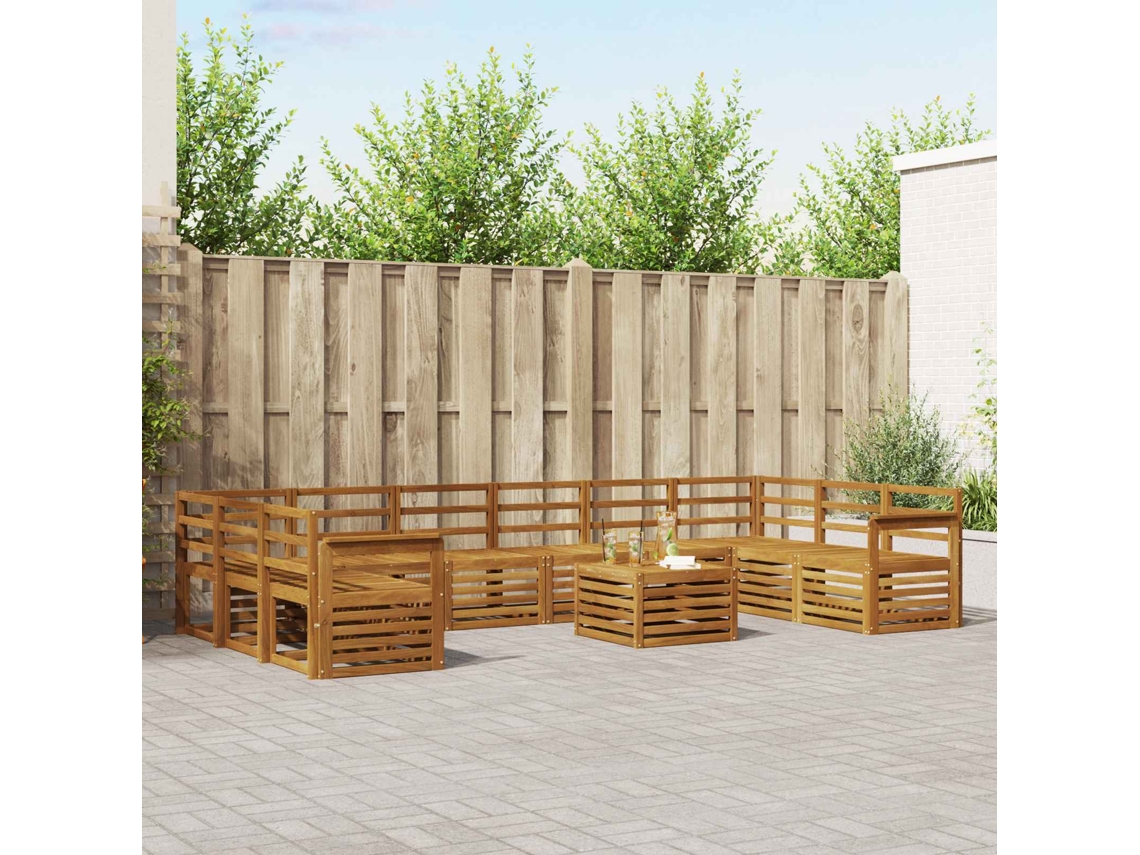 Vidaxl Conjunto De Sofás Para Exterior 11 Pcs Natural