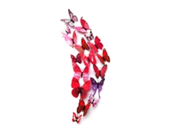 2026 STORE 12 pcs de adesivos de parede 3D de PVC para decoração de casa, quarto e geladeira (vermelho rosa)
