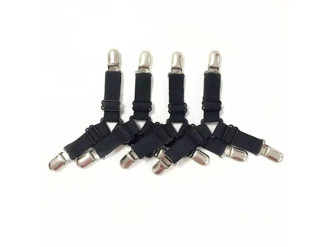 Lurelia Correias Para Lençol Ajustável Elástico Triângulo Resistente 4 Peças Nylon Metal Colcha Colchão Sofá