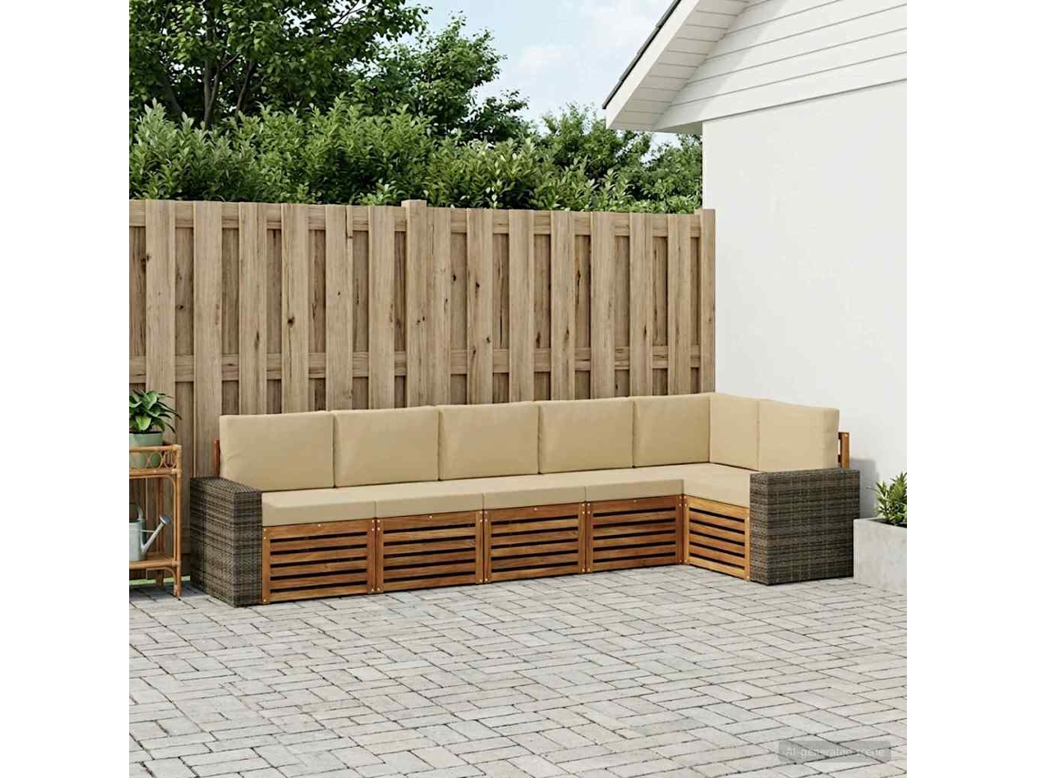 Vidaxl Conjunto De Sofás Para Exterior 6 Unid. Natural E Bege