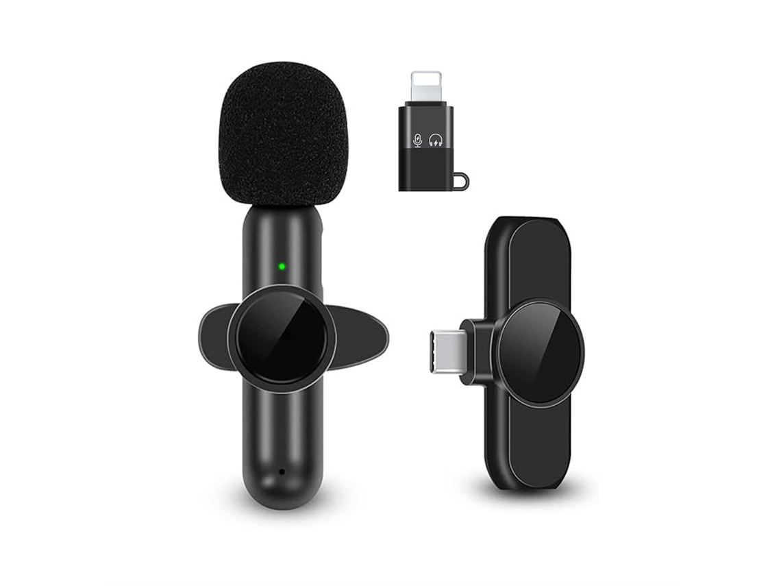 Microfone De Lapela Sem Fio 2 Em 1 Para Iphone E Android Aquaforge