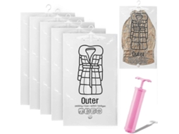 Conjunto De 5 Sacos Grandes Para Armazenamento A Vácuo Com Gancho, Reutilizáveis ​​e Que Economizam Espaço, Ideais P Ara Roupas.