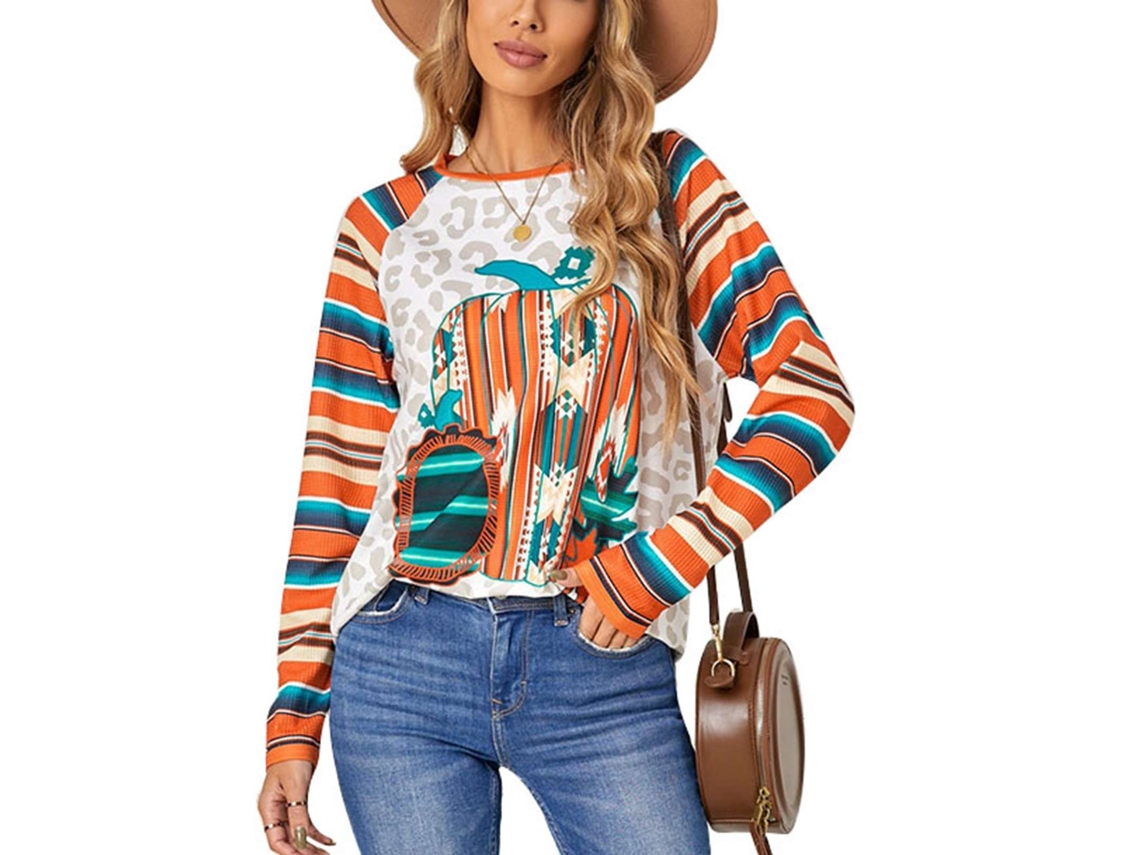 Vestido De Mulher Laxiscreed Com Decote V, Manga Longa, Estampa E Estilo Solto Para Festas E Férias
