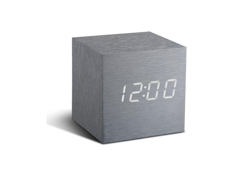 Relógio despertador em alumínio com led GINGKO Wooden Cube Click