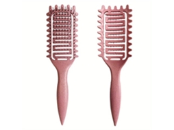 Escova Modeladora com Cerdas Ocas de Javali para Criar Cachos e Manter o Cabelo no Lugar. MDUG (rosa)
