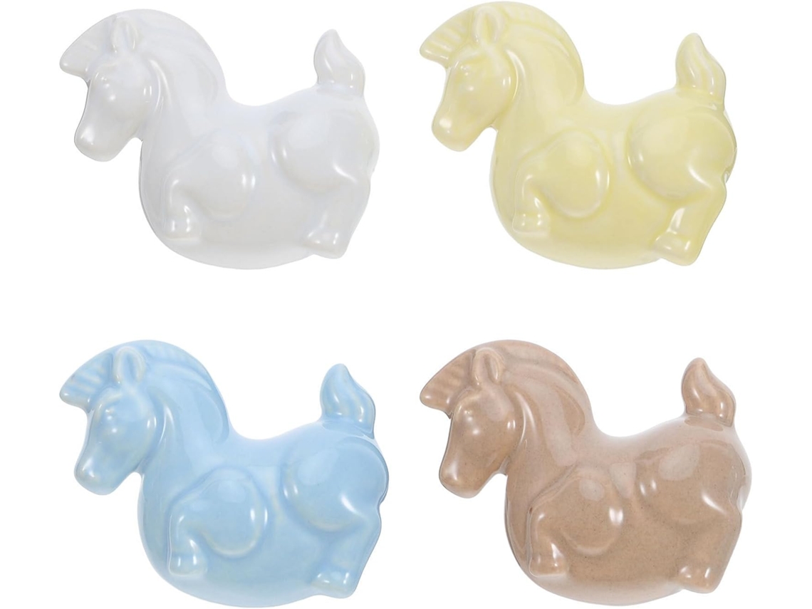 Conjunto De 4 Puxadores Cerâmica Em Formato Cavalo Para Armários E Gavetas Design Divertido Durável, Fácil De Instalar