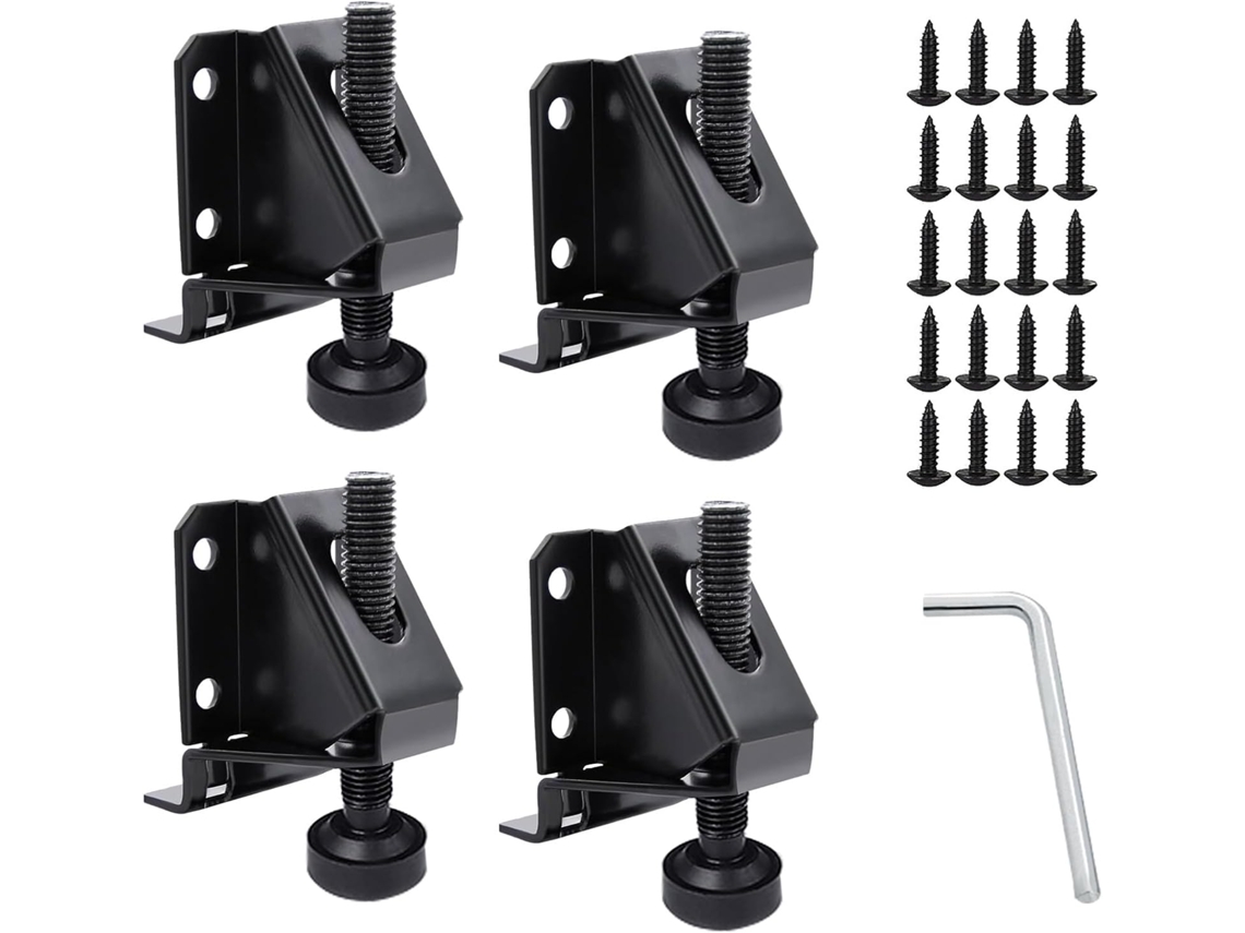 Conjunto De 4 Niveladores Pés Móveis Ajustáveis Com Suporte Em Formato L, Instalação Fixa De 2 Polegadas Para Mesas