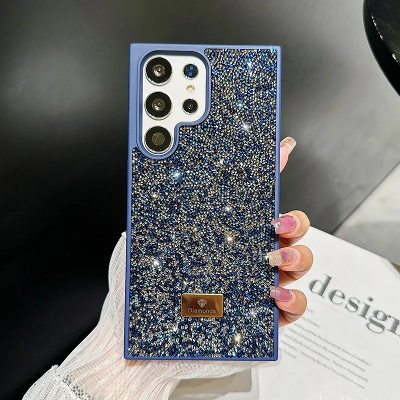 (azul, Galaxy S25 Ultra) Capa De Celular Luxuosa Com Diamantes Brilhantes, Capa Traseira À Prova De Choque