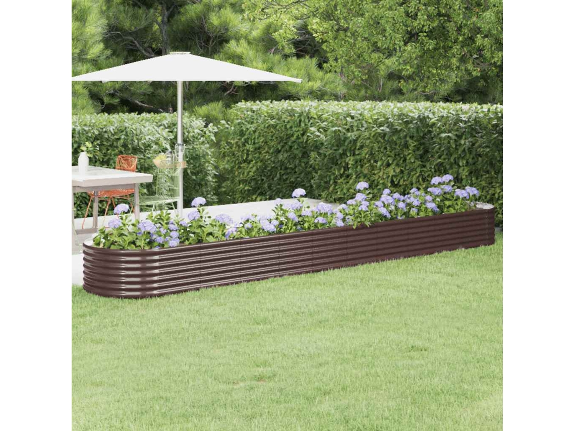 Vidaxl Canteiro Elevado Jardim 440x80x36cm Aço Galvanizado Castanho