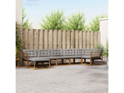 Vidaxl Conjunto De Sofás Para Exterior 7 Unid. Cinza Natural E Claro