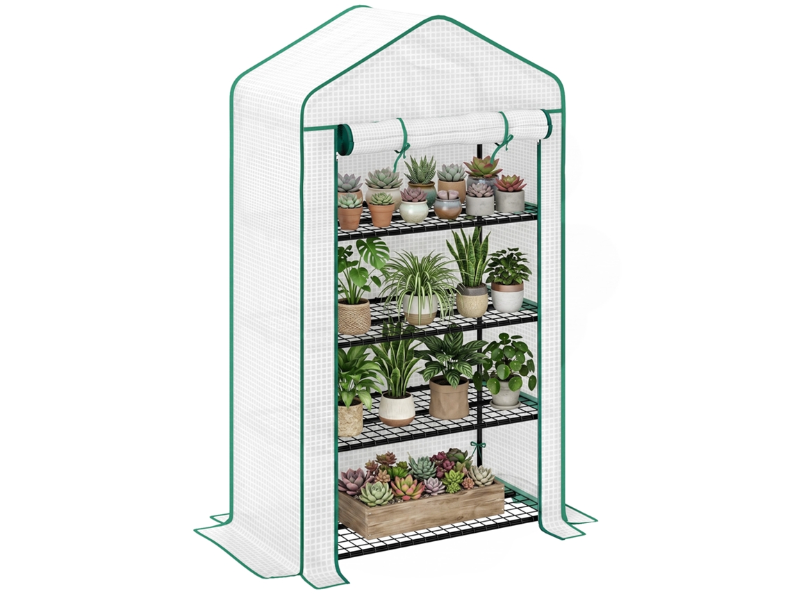 Estufa Grande de Jardim 90x49x160 Cm, Cobertura em Pe, Estrutura em Aço Galvanizado ZACHARY