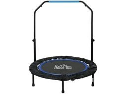 Cama Elástica Ginástica Dobrável Guidão Ajustável 102x123cm 100kg Preta Azul