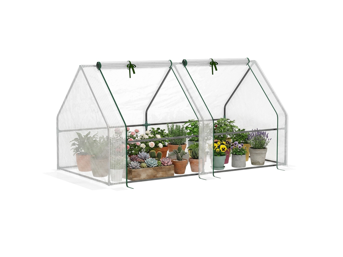 Estufa de Jardim 180x90x90cm com Tubo de Aço e Acessos Branco BTFORUS