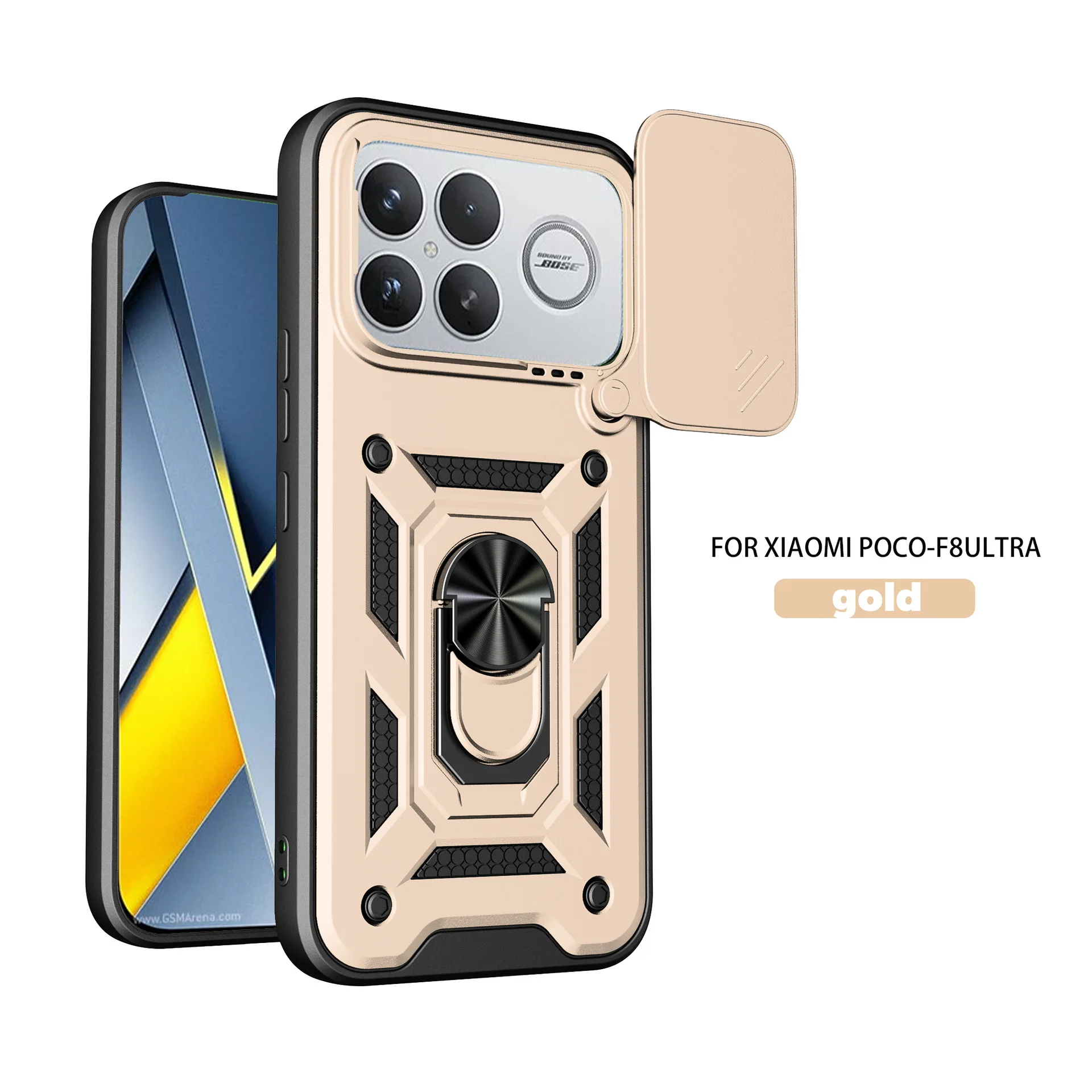 Capa Protetora (dourada, Poco F7 Ultra), Anel Magnético Para Proteção Contra Choques E Quedas, Protetor De Lente.