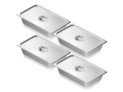 Conjunto De 4 Tachos Gn 1/1 Em Aço Inoxidável Com Tampa Tekmaquinas
