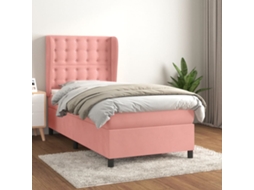 Vidaxl Cama Com Molas/colchão 90x200 Cm Veludo Rosa