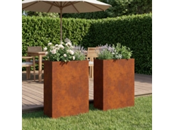 Vidaxl Vaso De Jardim 2 Unid. Ferro Enferrujado 40 X 20 X 75 Cm