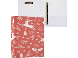 Conjunto de Fichários com Argolas Semicirculares e Bolsos, para Estudantes, 200 Folhas, Estampa Natal (3,8 Cm)
