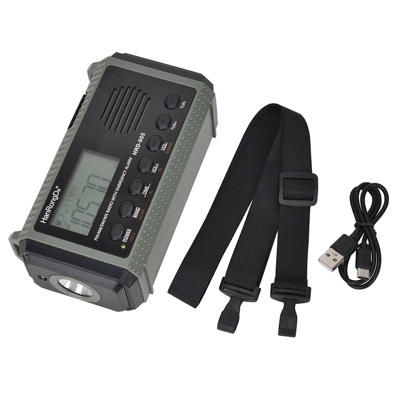 Mini Rádio DSP com Fm, Am, Sw, Tocha, Alto Falante, Fone de Ouvido 3,5mm e Recarregável MDUG