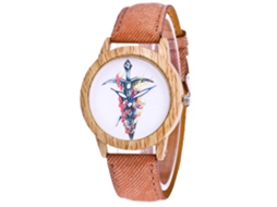 Relógio feminino elegante Zhoulianfa, analógico de quartzo com pulseira de couro PU (bege)