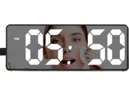 Relógio De Mesa Digital De Plástico Preto Com Led, Visor Grande E Função De Alarme.