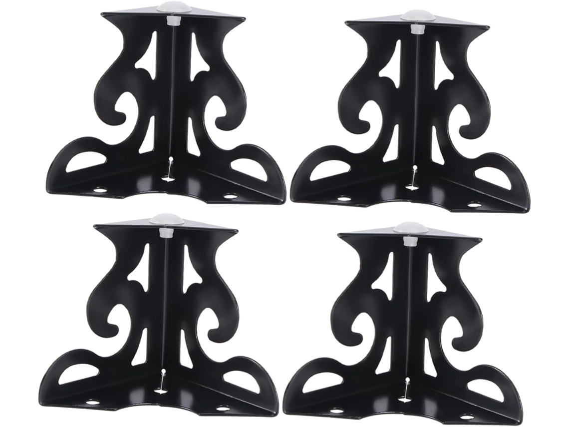 Conjunto De 4 Pés Apoio Vazados Em Ferro Preto Para Móveis, Ideais Para Sofás E Racks De Tv Resistentes Decorativos