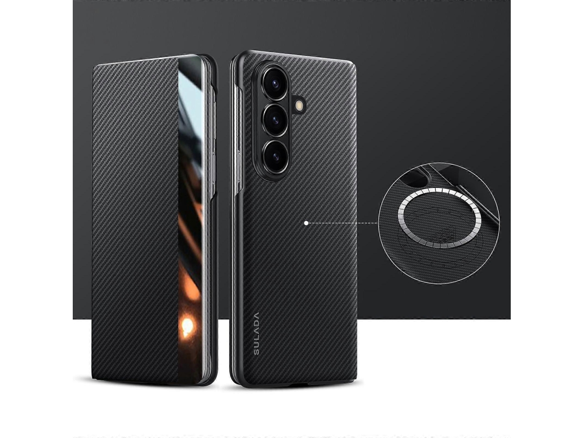 Capa De Celular Sulada Em Couro Sintético Texturizado Kevlar 600d Com Janela Inteligente Para Samsung Galaxy Z Fold7 5g