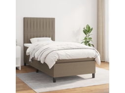 Cama Com Molas/colchão 90x190 Cm Tecido Castanho-acinzentado