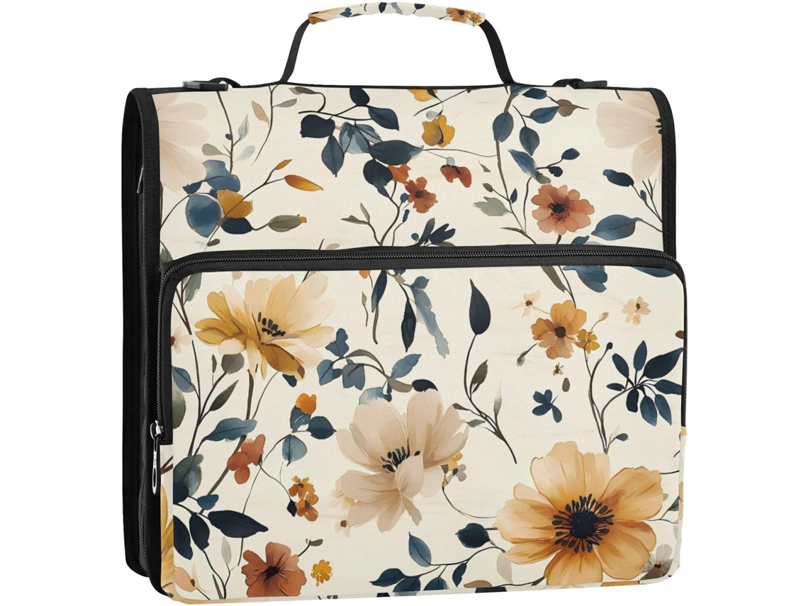 Pasta de Argolas Ceibo Argentina Flower com 3 , Alça Ombro e Mão, Organizador Documentos Vários Bolsos (3,8 Cm)
