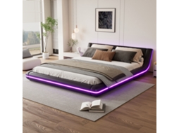 Cama Solteiro 160x200cm Pu Com Luz Led Ambiente Preto
