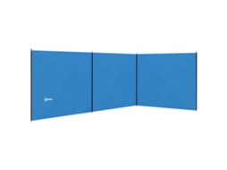Tela Proteção Vento Camping 4 Hastes Aço 540x150cm Bolsa Transporte Azul