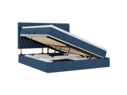 Cama com Arrumação e Colchão Azul Tecido Poliéster MAISON EXCLUSIVE (160x200 cm)