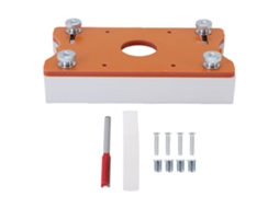 Base para aparador Marcenary, com diâmetro interno de 65 mm, adaptada para madeira com espessura de 0 a 5 cm.