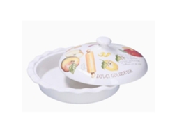 Linha Goloseria Tortiera Com Tampa D.27cm A Porcelana Branca