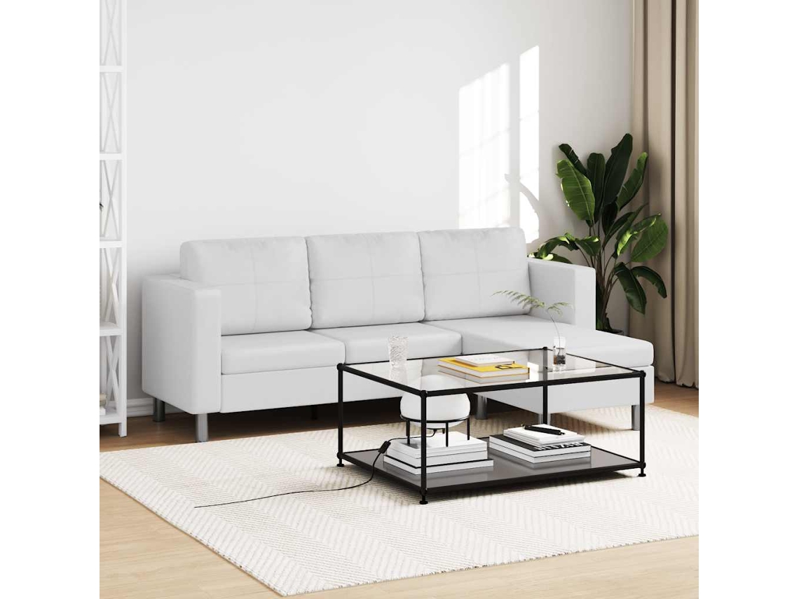 Vidaxl Sofá Secional De 3 Lugares Couro Artificial Branco