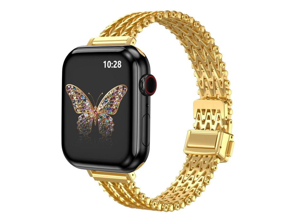 Bracelete para Apple Watch 46/49/45/44mm silicone magnético com pino único e relevo de cavalo verde fluorescente XIAOMOYU