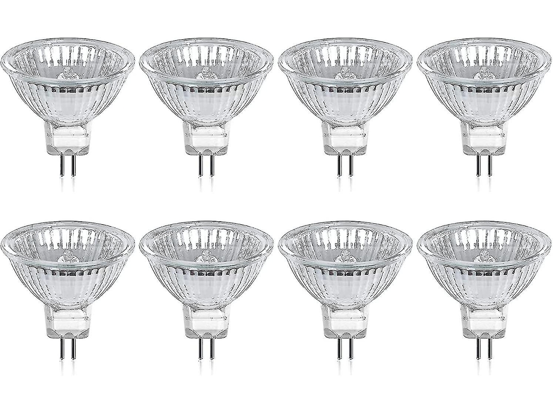Rebe bombilla Halógena Gu5.3 Mr16 35w 12v Branca Quente 2800k Regulável 400 Lúmenes 2 Pinos Foco de Substituição Pacote de 8