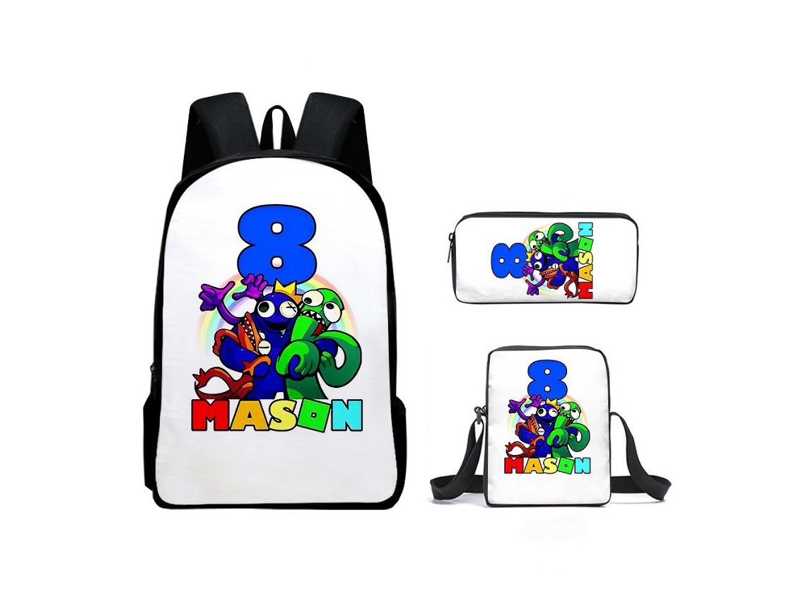 Conjunto De Mochila Infantil Com Estampa De Arco-íris E Três Peças: Mochila, Mochila De Refeição A Tiracolo E Estojo, Modelo 2