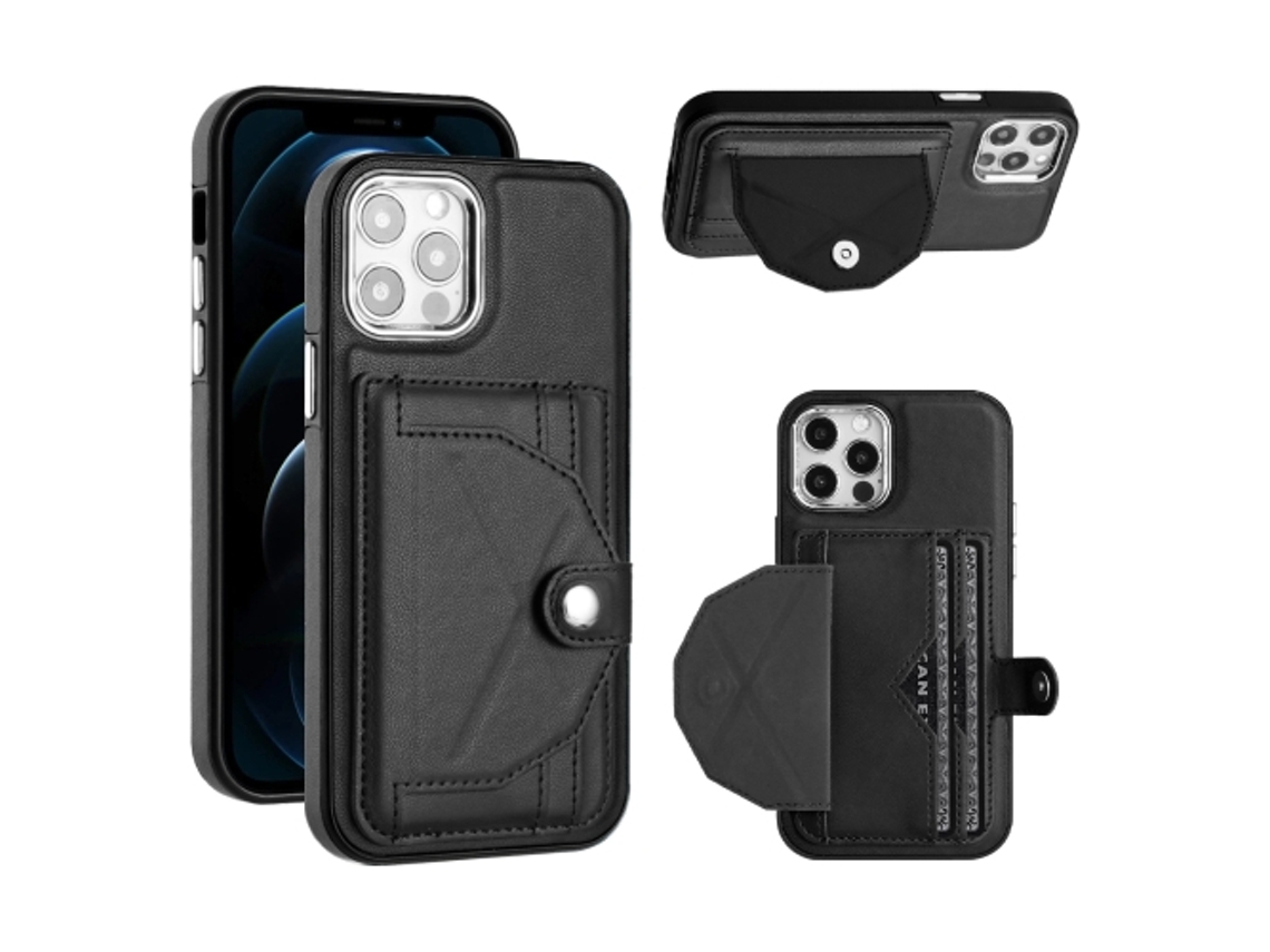 Capa Mobile Phone Cases Shockproof With Card para iPhone 12 Pele Castanho